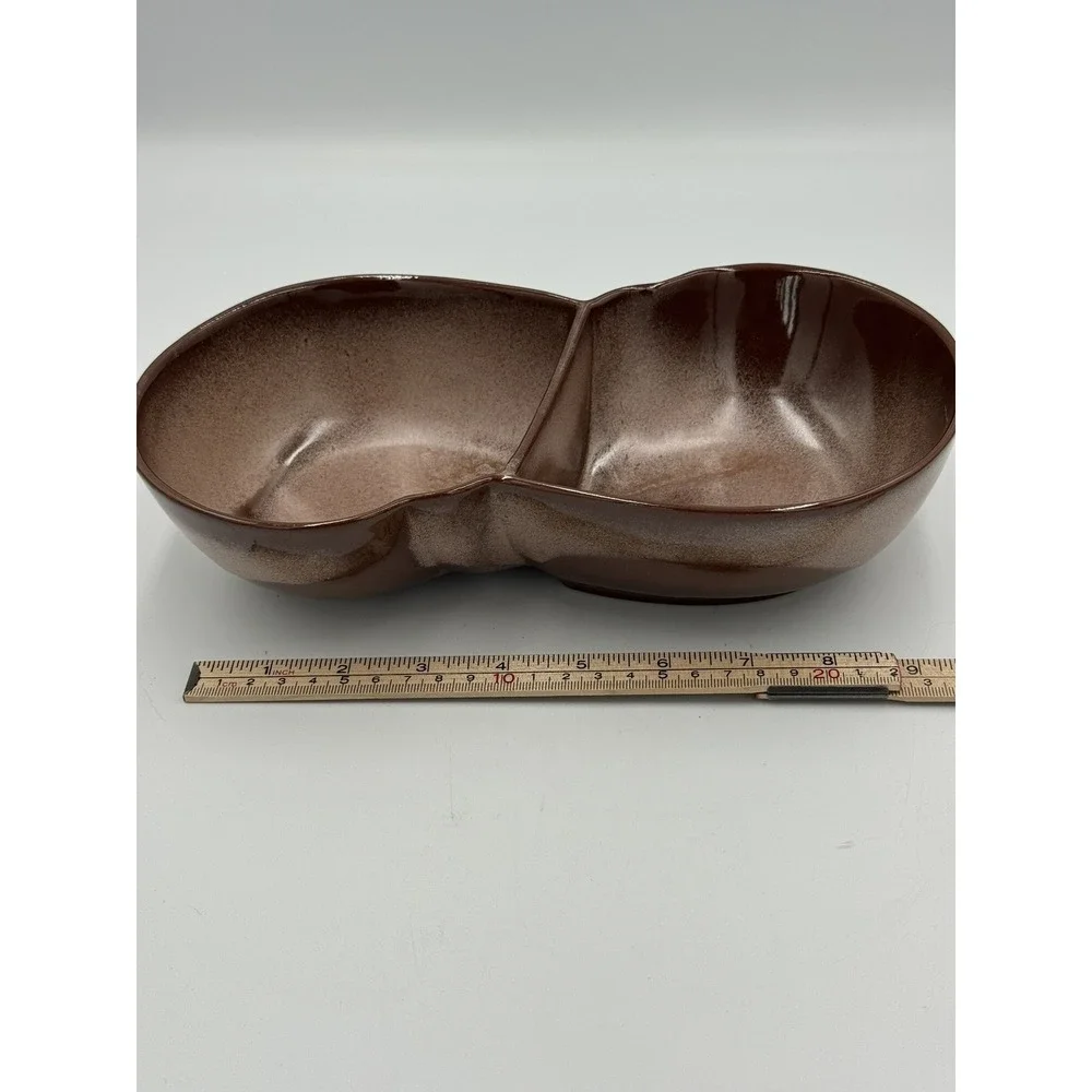 FRANKOMA POTTERY #4QD Lazy Bones Brown Satin Divided 11